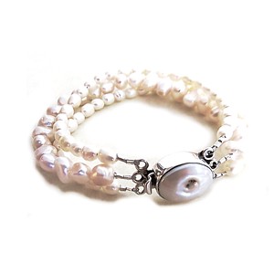 Three Row Pearl Bracelet with Pearl Box Clasp